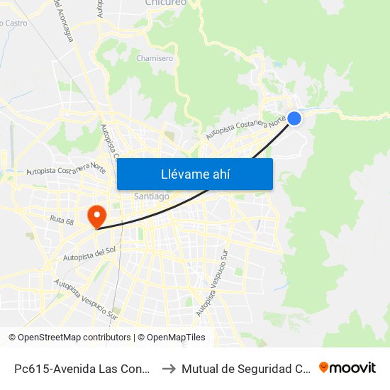 Pc615-Avenida Las Condes / Esq. La Cabaña to Mutual de Seguridad CChC Imagenologia. map