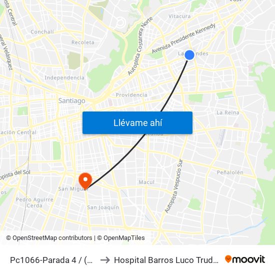 Pc1066-Parada 4 / (M) Manquehue to Hospital Barros Luco Trudeau - kinesiologia map
