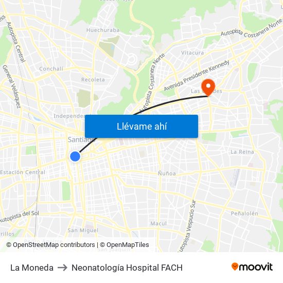 La Moneda to Neonatología Hospital FACH map