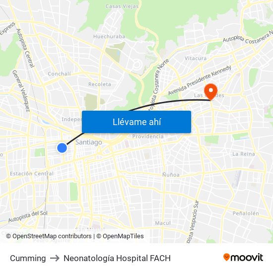 Cumming to Neonatología Hospital FACH map