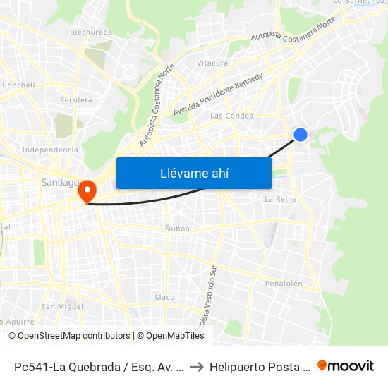 Pc541-La Quebrada / Esq. Av. Paul Harris to Helipuerto Posta Central map