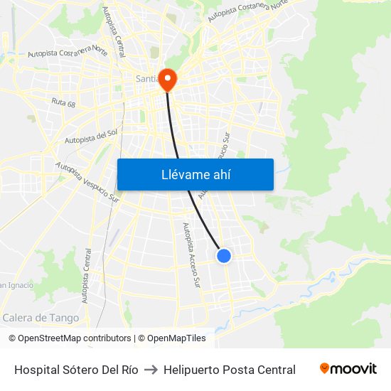 Hospital Sótero Del Río to Helipuerto Posta Central map