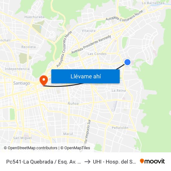 Pc541-La Quebrada / Esq. Av. Paul Harris to UHI - Hosp. del Salvador map