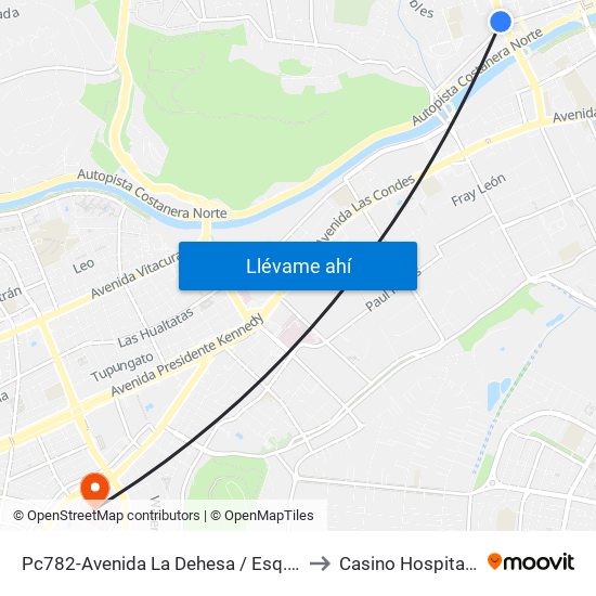 Pc782-Avenida La Dehesa / Esq. Raúl Labbé to Casino Hospital FACH map