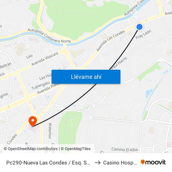 Pc290-Nueva Las Condes / Esq. Sn. Francisco De Asís to Casino Hospital FACH map