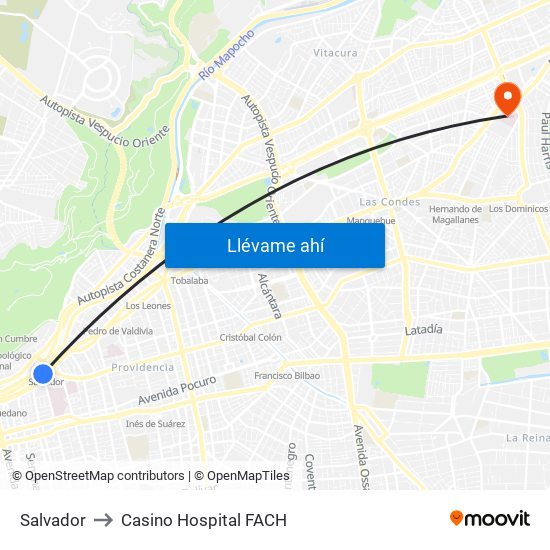 Salvador to Casino Hospital FACH map