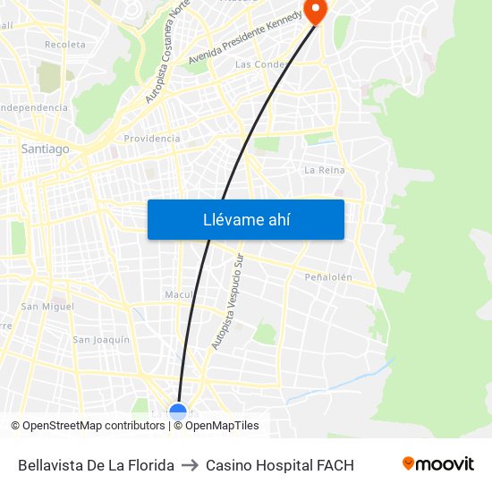 Bellavista De La Florida to Casino Hospital FACH map