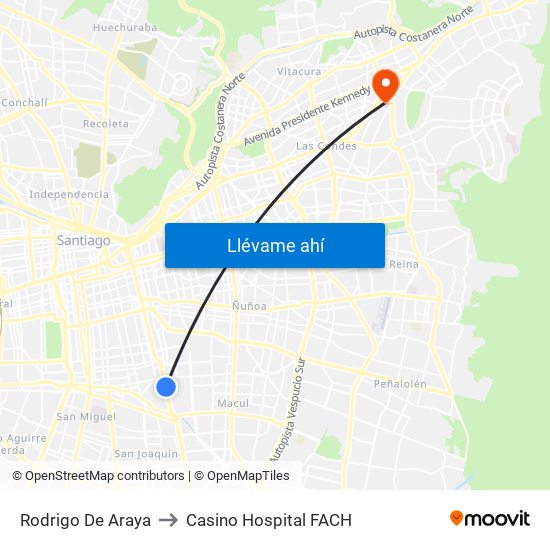 Rodrigo De Araya to Casino Hospital FACH map