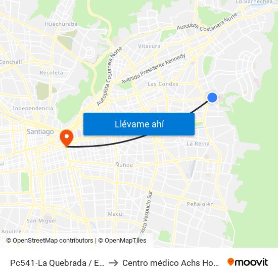 Pc541-La Quebrada / Esq. Av. Paul Harris to Centro médico Achs Hospital del trabajador map