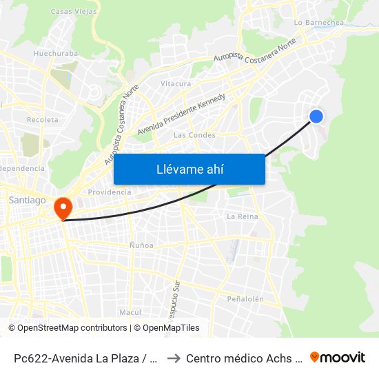 Pc622-Avenida La Plaza / Esq. Av. Mons. A. Del Portillo to Centro médico Achs Hospital del trabajador map