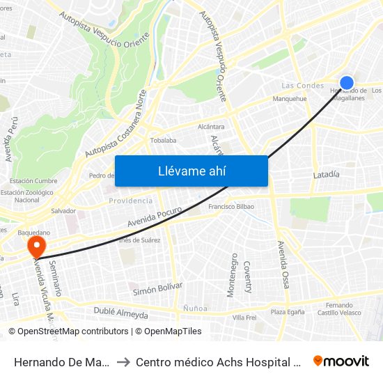 Hernando De Magallanes to Centro médico Achs Hospital del trabajador map