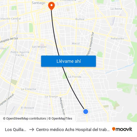 Los Quillayes to Centro médico Achs Hospital del trabajador map