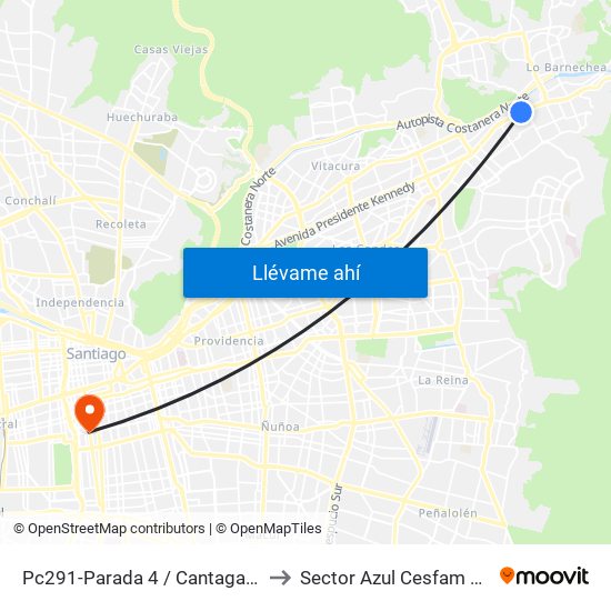 Pc291-Parada 4 / Cantagallo to Sector Azul Cesfam N1 map