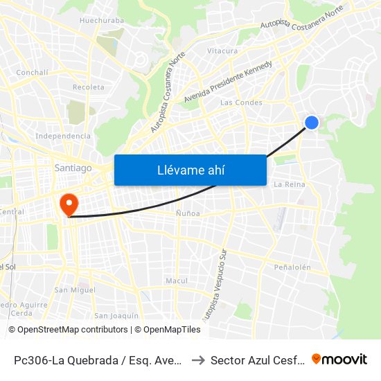 Pc306-La Quebrada / Esq. Avenida La Paz to Sector Azul Cesfam N1 map