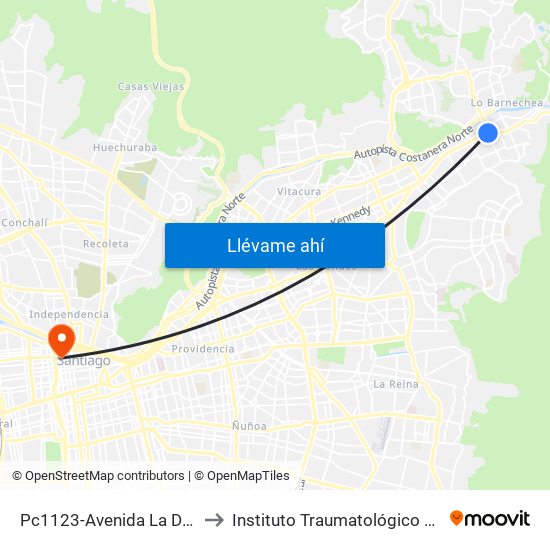 Pc1123-Avenida La Dehesa / Esq. Av. Las Condes to Instituto Traumatológico Doctor Teodoro Gebauer Weisser map