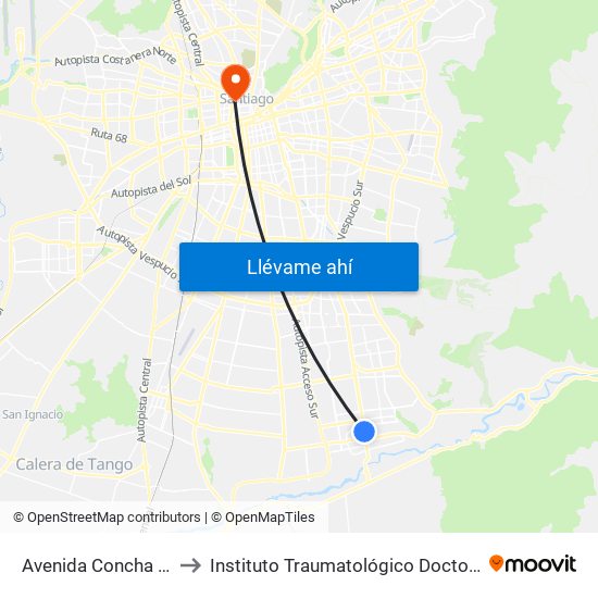 Avenida Concha Y Toro, 302-398 to Instituto Traumatológico Doctor Teodoro Gebauer Weisser map