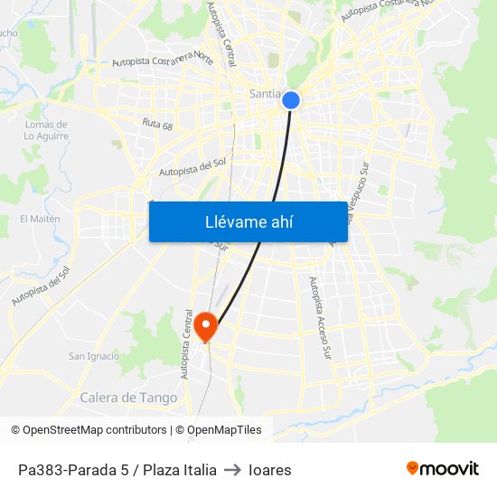 Pa383-Parada 5 / Plaza Italia to Ioares map