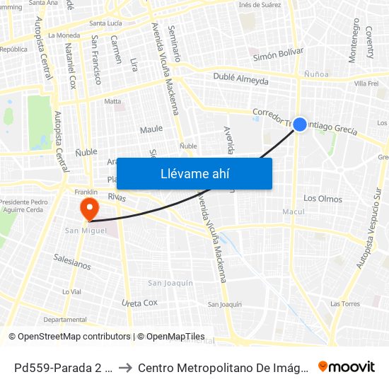 Pd559-Parada 2 / Pedagógico to Centro Metropolitano De Imágenes Mamarias (Cmim) map