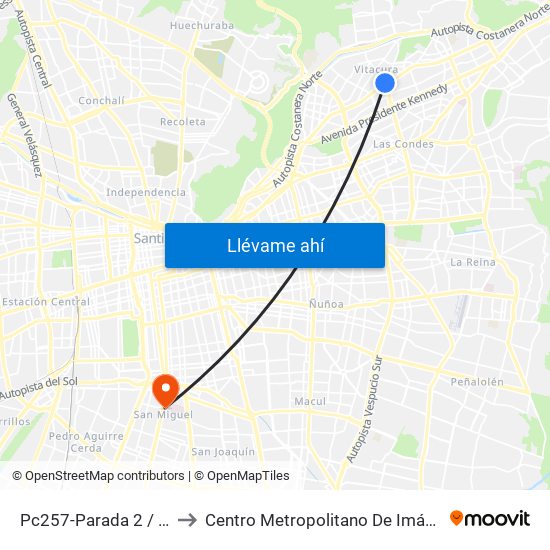 Pc257-Parada 2 / Clínica Alemana to Centro Metropolitano De Imágenes Mamarias (Cmim) map