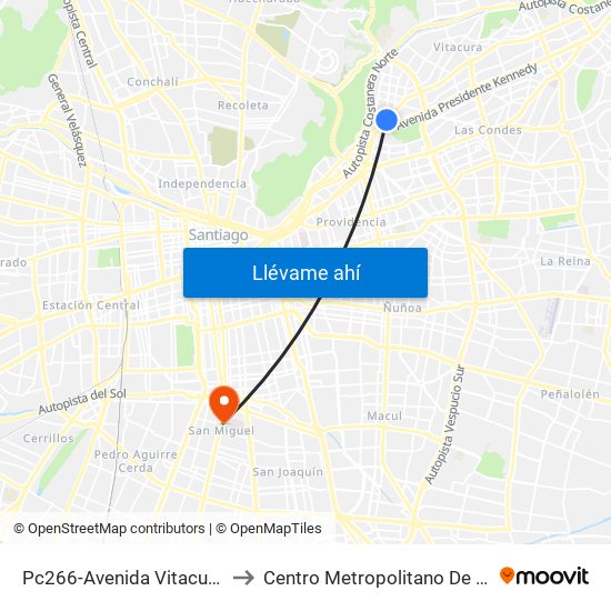 Pc266-Avenida Vitacura / Esq. Nueva Costanera to Centro Metropolitano De Imágenes Mamarias (Cmim) map