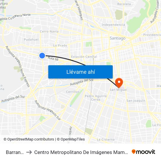 Barrancas to Centro Metropolitano De Imágenes Mamarias (Cmim) map