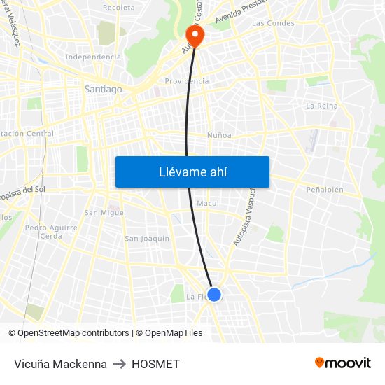 Vicuña Mackenna to HOSMET map