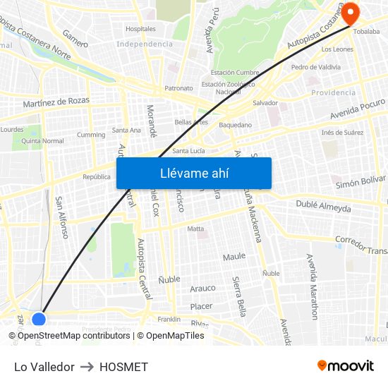 Lo Valledor to HOSMET map