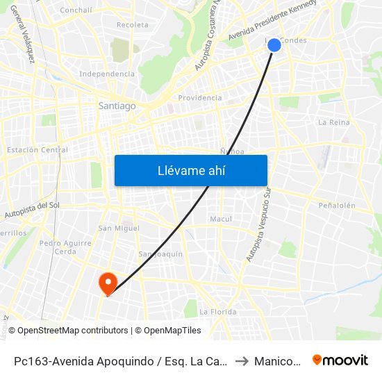 Pc163-Avenida Apoquindo / Esq. La Capitanía to Manicomio map