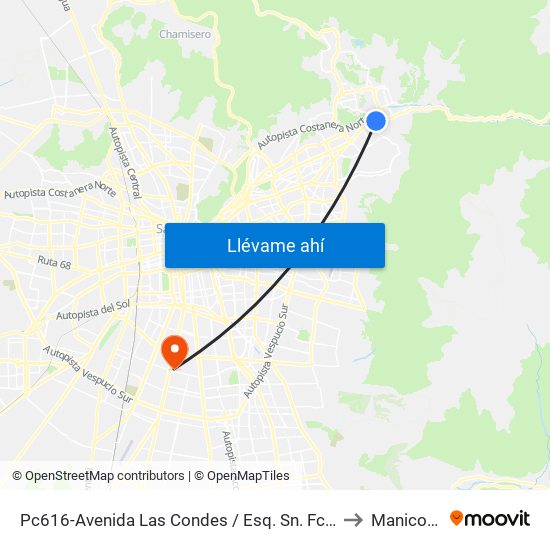 Pc616-Avenida Las Condes / Esq. Sn. Fco. De Asís to Manicomio map