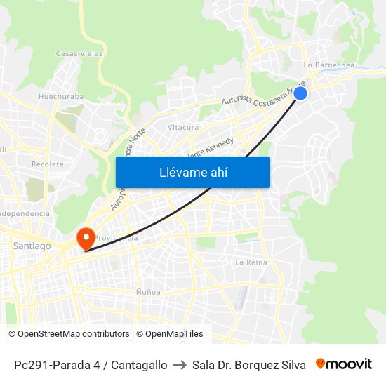 Pc291-Parada 4 / Cantagallo to Sala Dr. Borquez Silva map