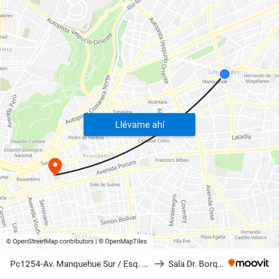 Pc1254-Av. Manquehue Sur / Esq. Avenida Apoquindo to Sala Dr. Borquez Silva map