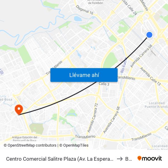 Centro Comercial Salitre Plaza (Av. La Esperanza - Kr 68b) to Bosa map