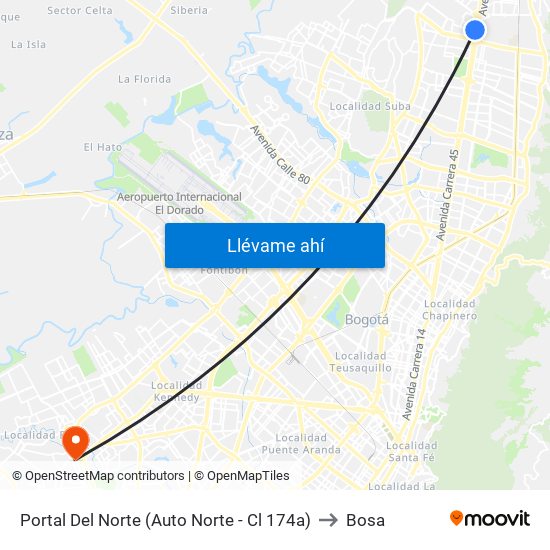 Portal Del Norte (Auto Norte - Cl 174a) to Bosa map