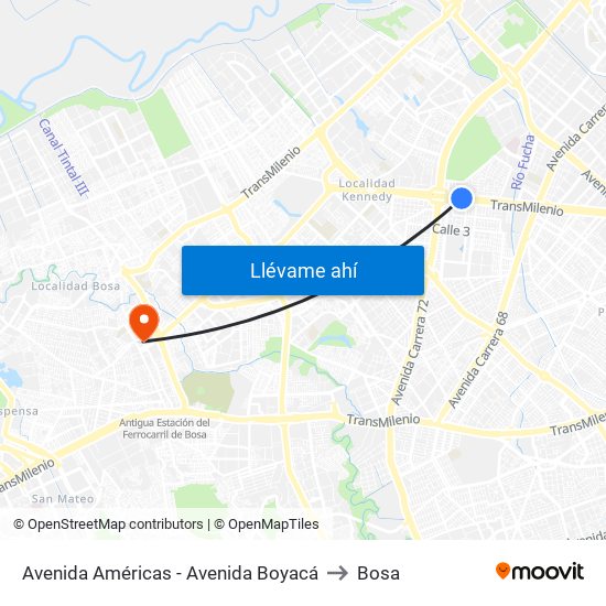 Avenida Américas - Avenida Boyacá to Bosa map