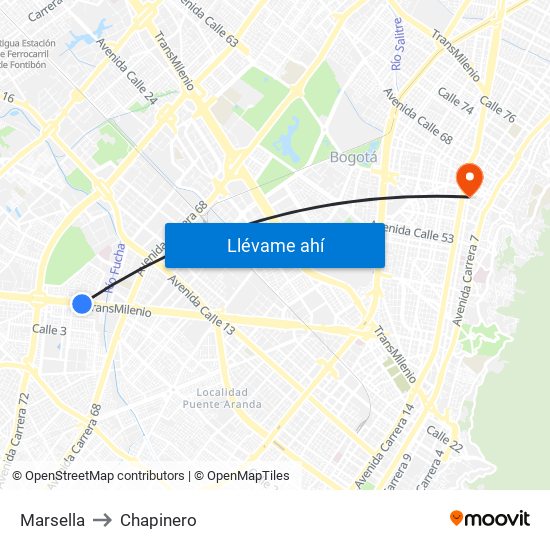 Marsella to Chapinero map