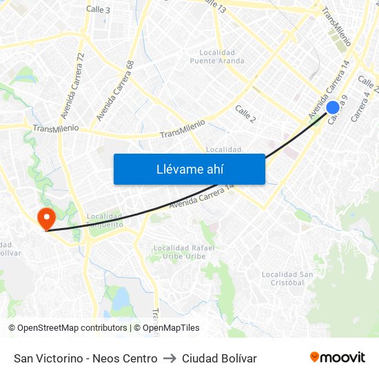 San Victorino - Neos Centro to Ciudad Bolívar map