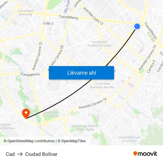 Cad to Ciudad Bolívar map