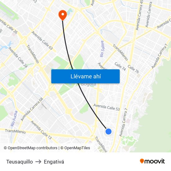 Teusaquillo to Engativá map