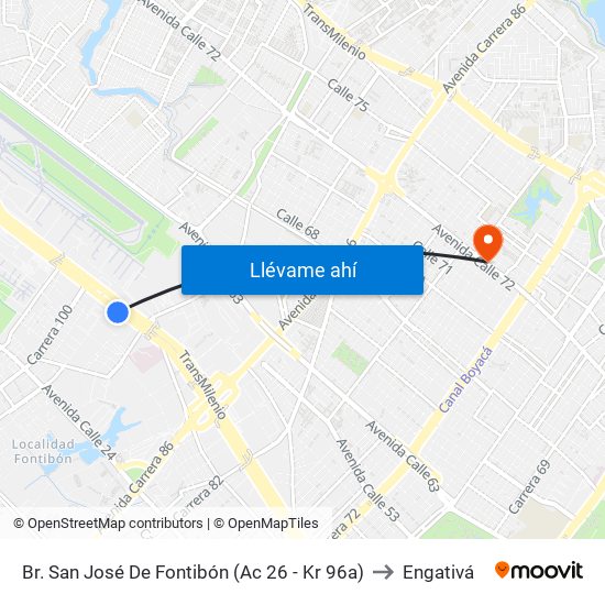 Br. San José De Fontibón (Ac 26 - Kr 96a) to Engativá map