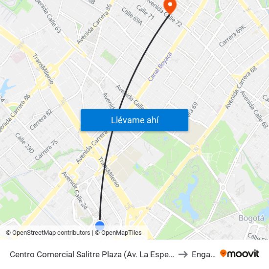 Centro Comercial Salitre Plaza (Av. La Esperanza - Kr 68b) to Engativá map