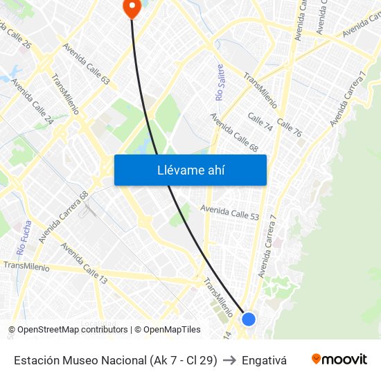 Estación Museo Nacional (Ak 7 - Cl 29) to Engativá map