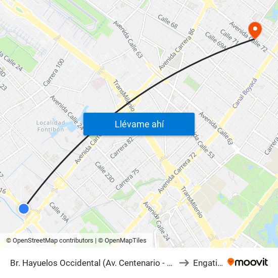 Br. Hayuelos Occidental (Av. Centenario - Kr 87) to Engativá map