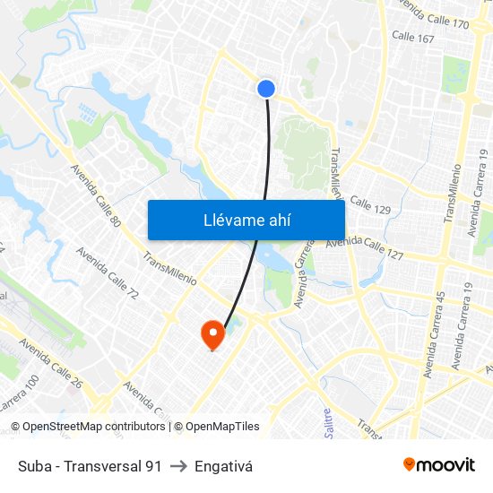 Suba - Transversal 91 to Engativá map