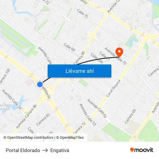 Portal Eldorado to Engativá map