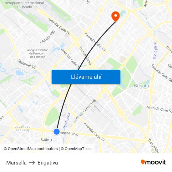 Marsella to Engativá map