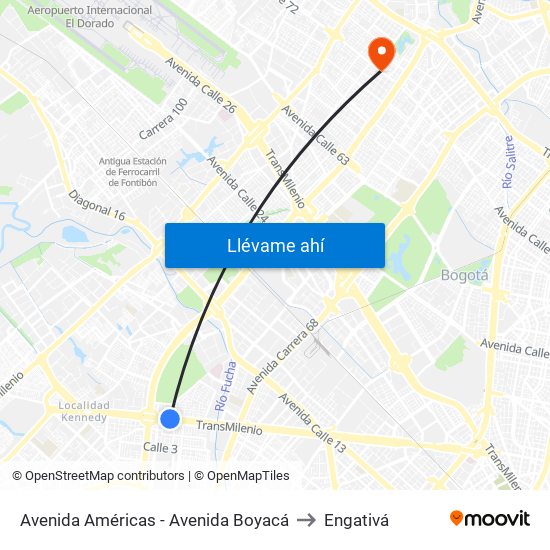 Avenida Américas - Avenida Boyacá to Engativá map