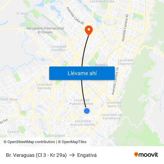 Br. Veraguas (Cl 3 - Kr 29a) to Engativá map