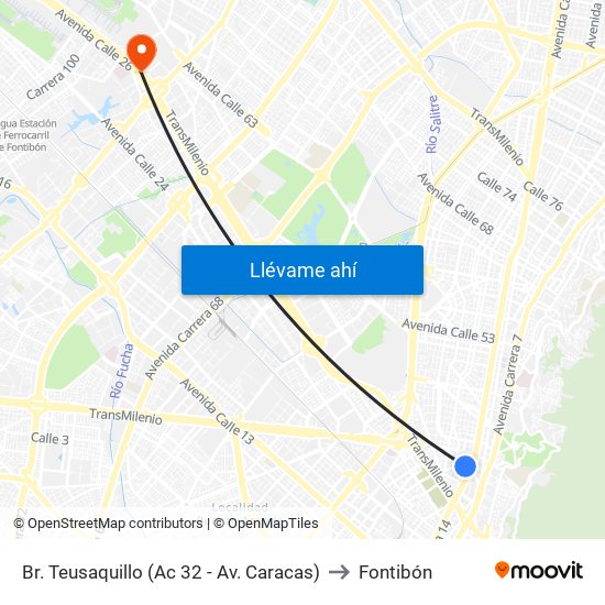 Br. Teusaquillo (Ac 32 - Av. Caracas) to Fontibón map