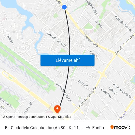 Br. Ciudadela Colsubsidio (Ac 80 - Kr 112a) to Fontibón map