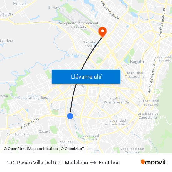 C.C. Paseo Villa Del Río - Madelena to Fontibón map